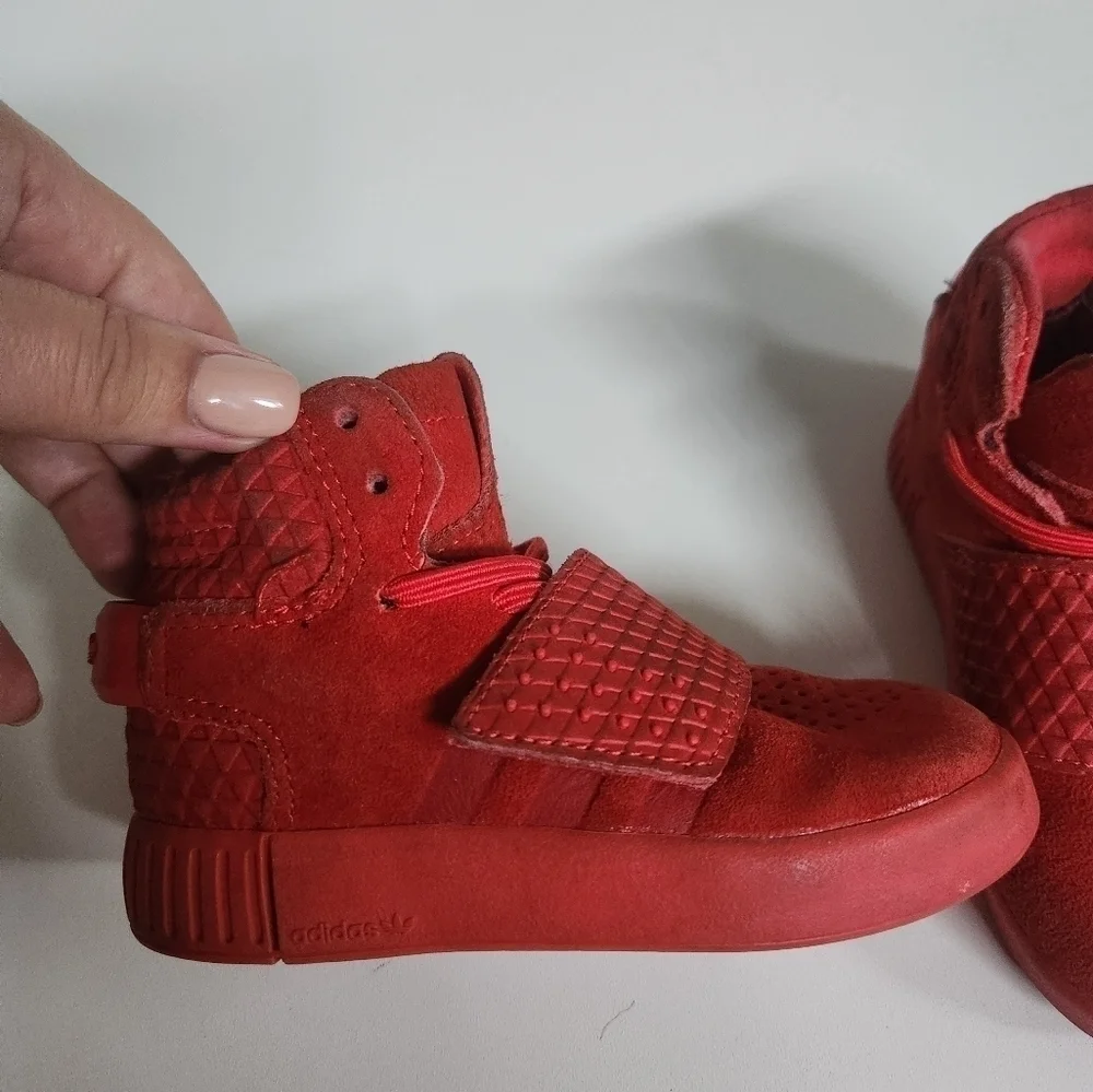 ADIDAS | Tubular Invader suede sneakers red sz 6
